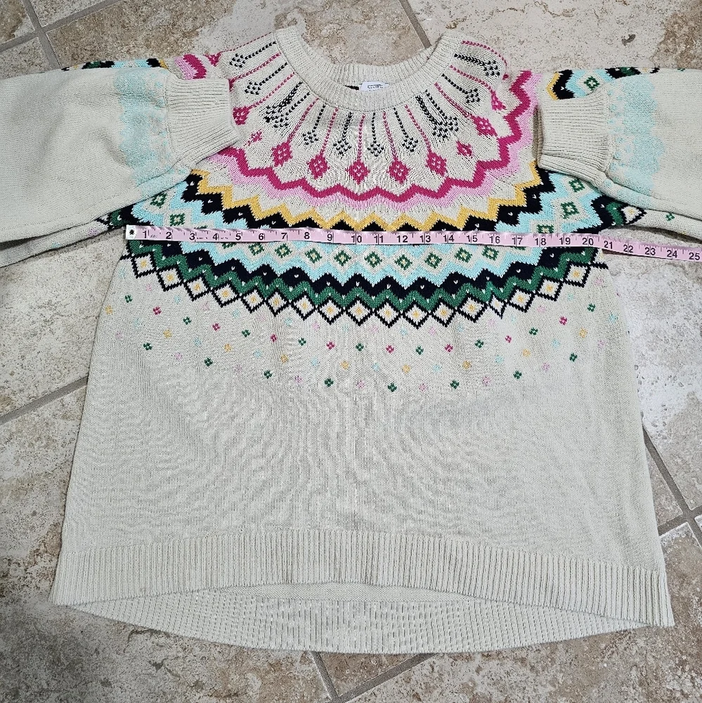 Crown & Ivy Women Luxe Fair Isle Colorful Knit Sweater XXL Preppy Coquette Chic - Picture 6 of 7